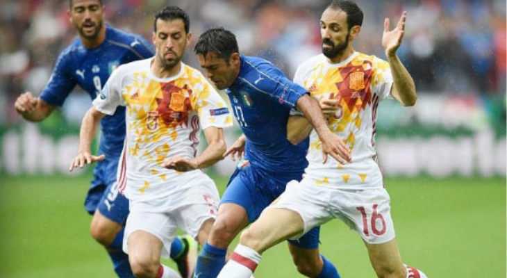  Espanha não jogou bem e foi eliminada pela Itália, a mesma seleção derrotada na final da última Eurocopa!
