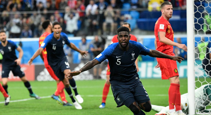  Umtiti, de cabeça, fez o gol que colocou a França na final da Copa do Mundo pela 3ª vez!