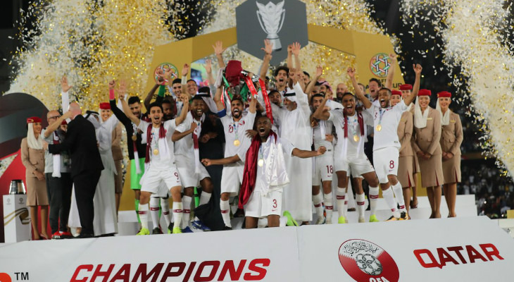  Qatar foi campeão pela primeira vez da Copa da Ásia e logo com aproveitamento de 100%!