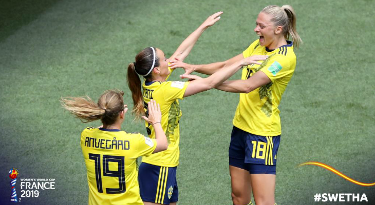  Suécia atropelou a Tailândia e se classificou às oitavas de final da Copa do Mundo Feminina!