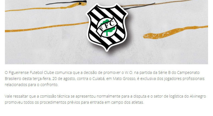  Figueirense divulgou nota oficial após os jogadores não entrarem em campo pela Série B!