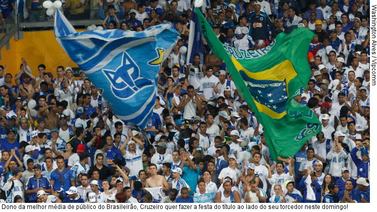  Dono da melhor média de público do Brasileirão, Cruzeiro quer fazer a festa do título ao lado do seu torcedor neste domingo!