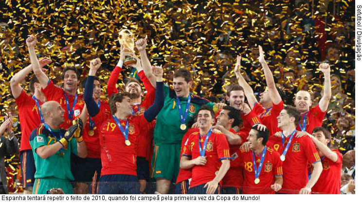  Espanha tentará repetir o feito de 2010, quando foi campeã pela primeira vez da Copa do Mundo!