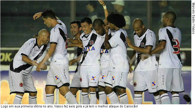  Logo em sua primeira vitória no ano, Vasco fez seis gols e já tem o melhor ataque do Cariocão!