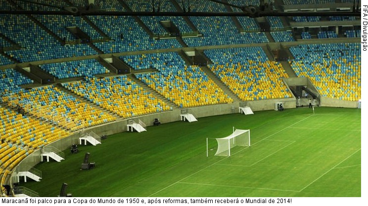  Maracanã foi palco para a Copa do Mundo de 1950 e, após reformas, também receberá o Mundial de 2014!