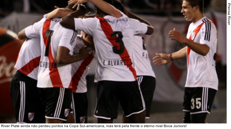  River Plate ainda não perdeu pontos na Copa Sul-americana, mas terá pela frente o eterno rival Boca Juniors!