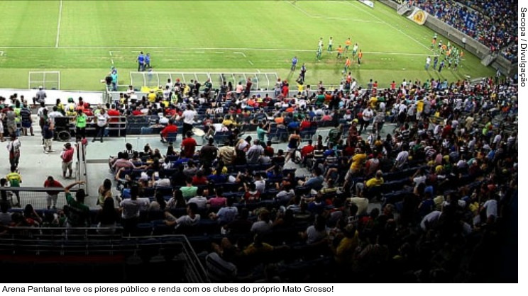  Arena Pantanal teve os piores público e renda com os clubes do próprio Mato Grosso!