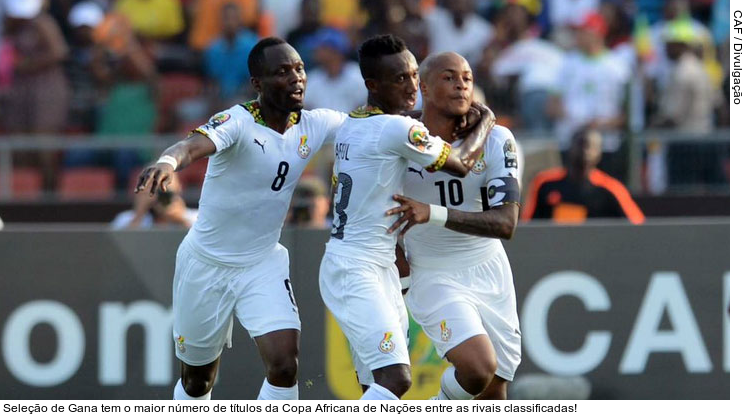  Seleção de Gana tem o maior número de títulos da Copa Africana de Nações entre as rivais classificadas!