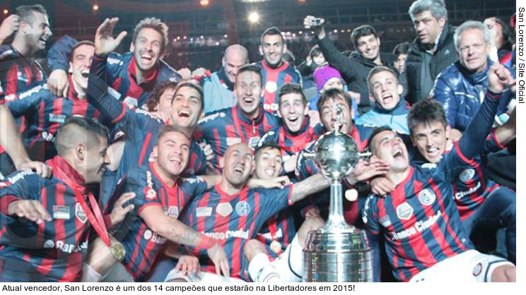  Atual vencedor, San Lorenzo é um dos 14 campeões que estarão na Libertadores em 2015!
