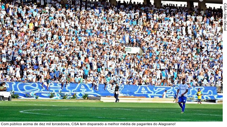 Com público acima de dez mil torcedores, CSA tem disparado a melhor média de pagantes do Alagoano!