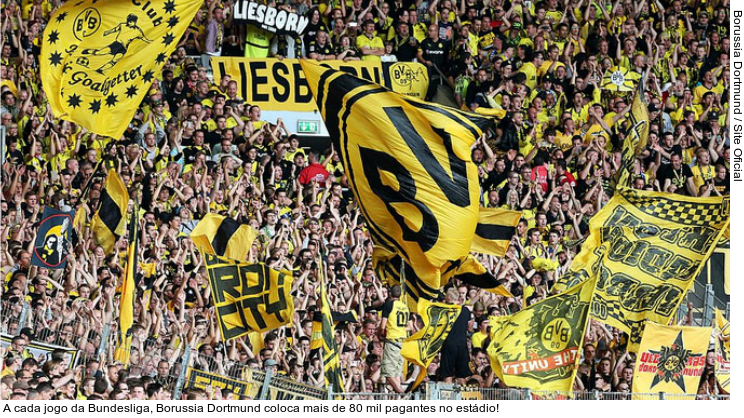  A cada jogo da Bundesliga, Borussia Dortmund coloca mais de 80 mil pagantes no estádio!