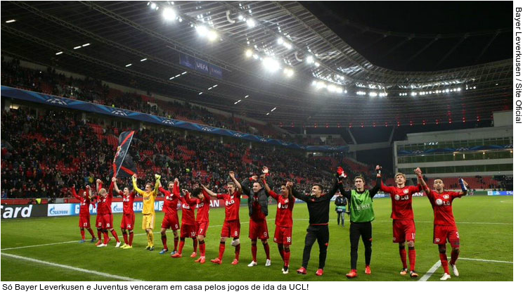  Só Bayer Leverkusen e Juventus venceram em casa pelos jogos de ida da UCL!