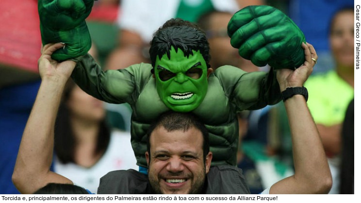  Torcida e, principalmente, os dirigentes do Palmeiras estão rindo à toa com o sucesso da Allianz Parque!