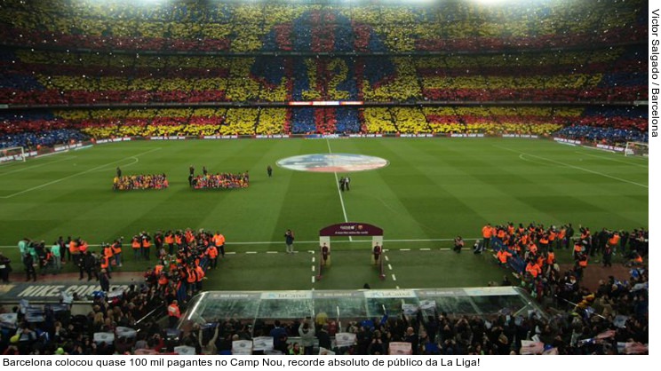  Barcelona colocou quase 100 mil pagantes no Camp Nou, recorde absoluto de público da La Liga!