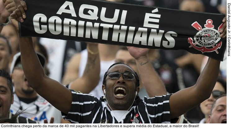  Corinthians chega perto da marca de 40 mil pagantes na Libertadores e supera média do Estadual, a maior do Brasil!