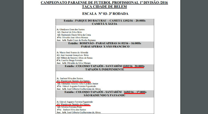  Wanderson Damião dos Santos trabalhará dobrado na próxima rodada do Estadual Paraense!