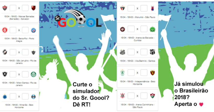  Sr. Goool já tem tabela e simulador do Brasileirão 2018 e o torcedor internauta é o que mais ganha com as ferramentas do site!