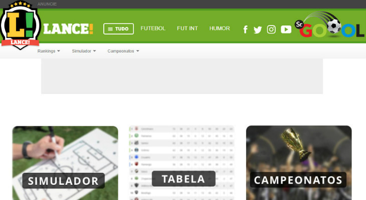  Sr. Goool fecha parceria com o Lance! para o fornecimento de tabelas, classificações, rankings e simuladores!