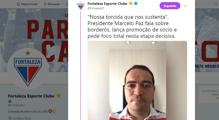  Marcelo Paz precisou gravar vídeo para explicar as postagens que mostravam a real situação das finanças do Fortaleza!