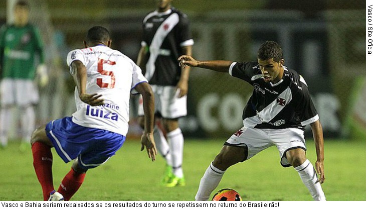  Vasco e Bahia seriam rebaixados se os resultados do turno se repetissem no returno do Brasileirão!