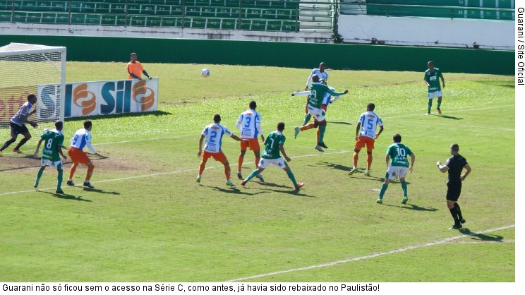  Guarani não só ficou sem o acesso na Série C, como antes, já havia sido rebaixado no Paulistão!