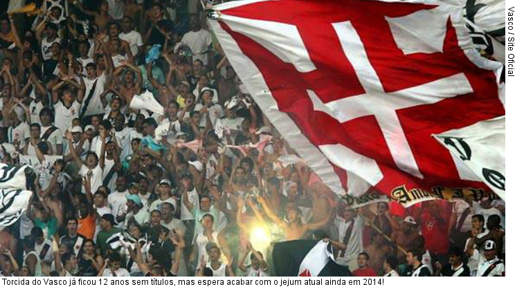  Torcida do Vasco já ficou 12 anos sem títulos, mas espera acabar com o jejum atual ainda em 2014!