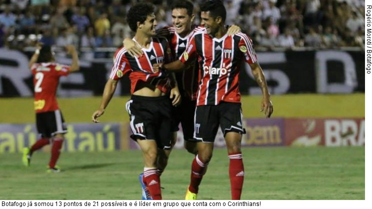  Botafogo já somou 13 pontos de 21 possíveis e é líder em grupo que conta com o Corinthians!