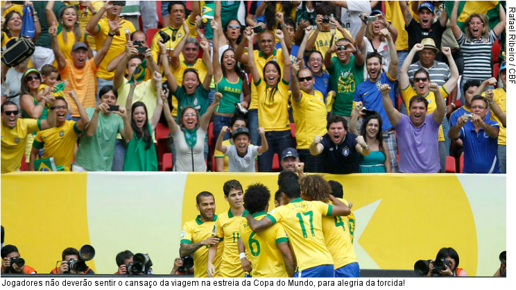  Jogadores não deverão sentir o cansaço da viagem na estreia da Copa do Mundo, para alegria da torcida!