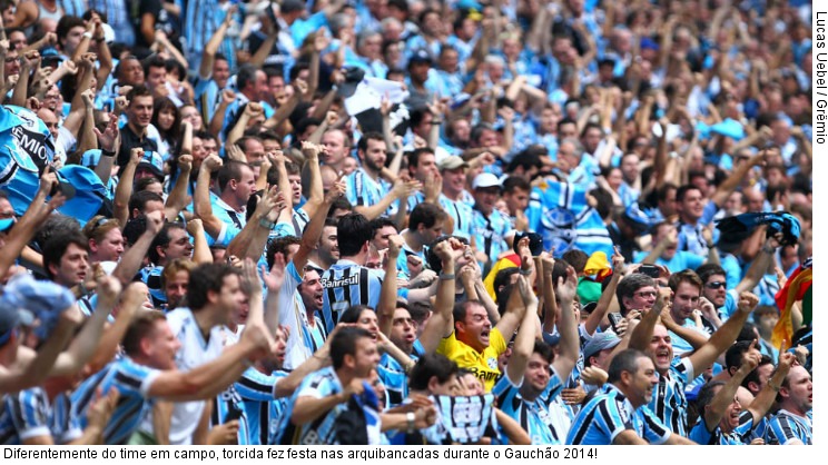  Diferentemente do time em campo, torcida fez festa nas arquibancadas durante o Gauchão 2014!