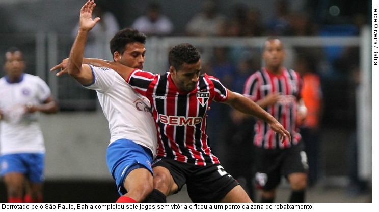  Derrotado pelo São Paulo, Bahia completou sete jogos sem vitória e ficou a um ponto da zona de rebaixamento!