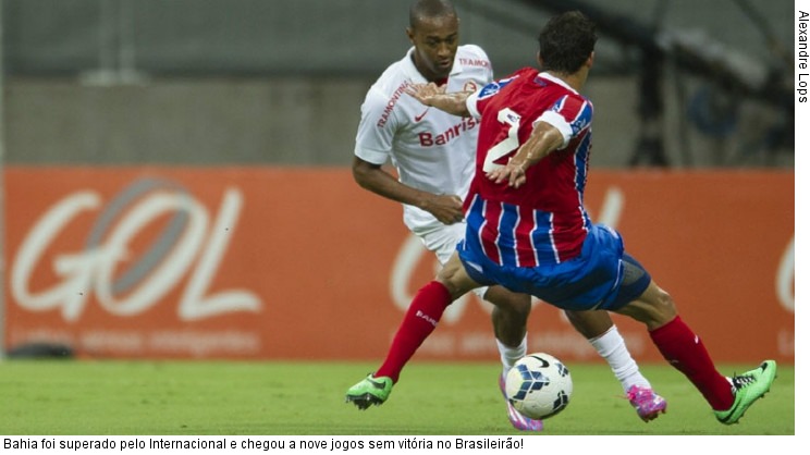  Bahia foi superado pelo Internacional e chegou a nove jogos sem vitória no Brasileirão!