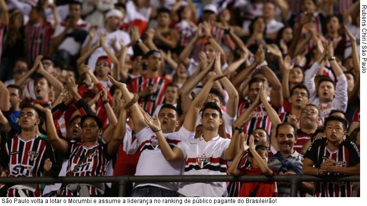  São Paulo volta a lotar o Morumbi e assume a liderança no ranking de público pagante do Brasileirão!