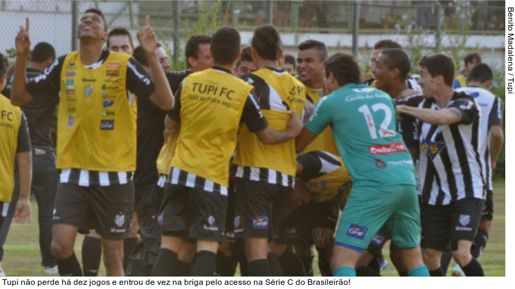  Tupi não perde há dez jogos e entrou de vez na briga pelo acesso na Série C do Brasileirão!