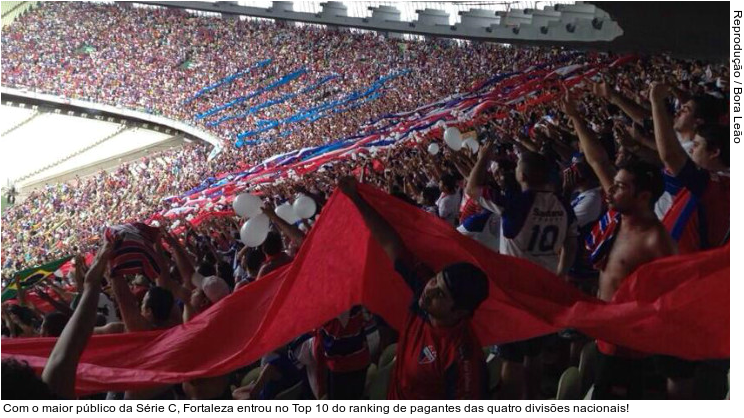  Com o maior público da Série C, Fortaleza entrou no Top 10 do ranking de pagantes das quatro divisões nacionais!