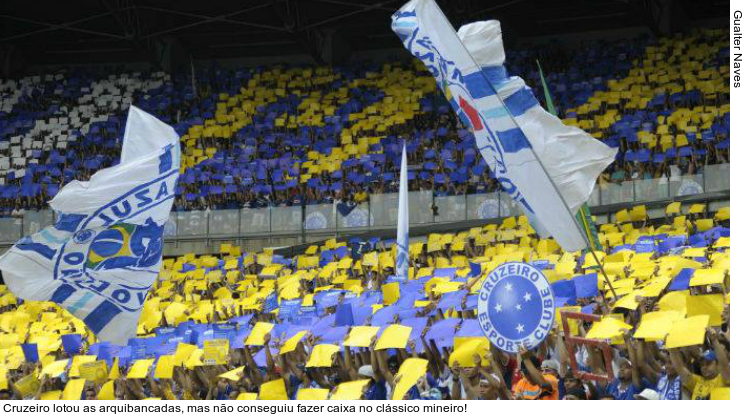 Cruzeiro lotou as arquibancadas, mas não conseguiu fazer caixa no clássico mineiro!