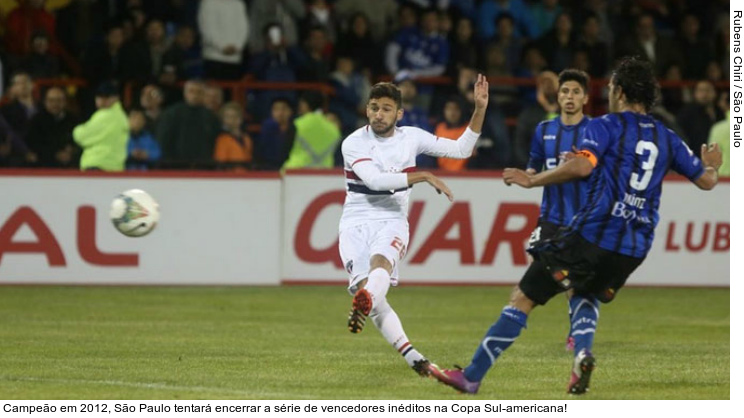  Campeão em 2012, São Paulo tentará encerrar a série de vencedores inéditos na Copa Sul-americana!