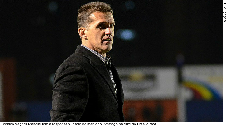  Técnico Vágner Mancini tem a responsabilidade de manter o Botafogo na elite do Brasileirão!