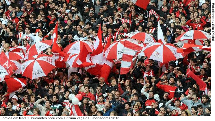  Torcida em festa! Estudiantes ficou com a última vaga da Libertadores 2015!