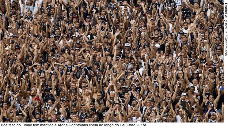  Boa fase do Timão tem mantido a Arena Corinthians cheia ao longo do Paulistão 2015!