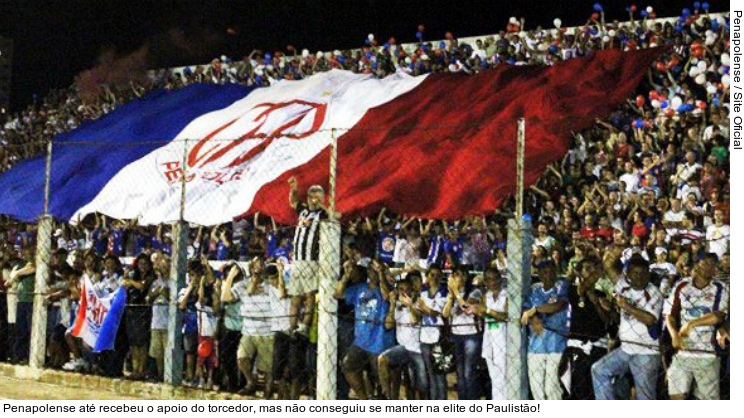  Penapolense até recebeu o apoio do torcedor, mas não conseguiu se manter na elite do Paulistão!