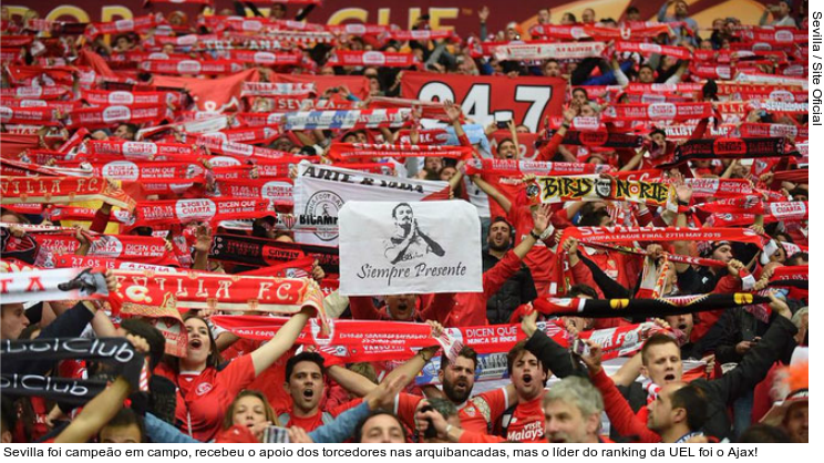  Sevilla foi campeão em campo, recebeu o apoio dos torcedores nas arquibancadas, mas o líder do ranking da UEL foi o Ajax!