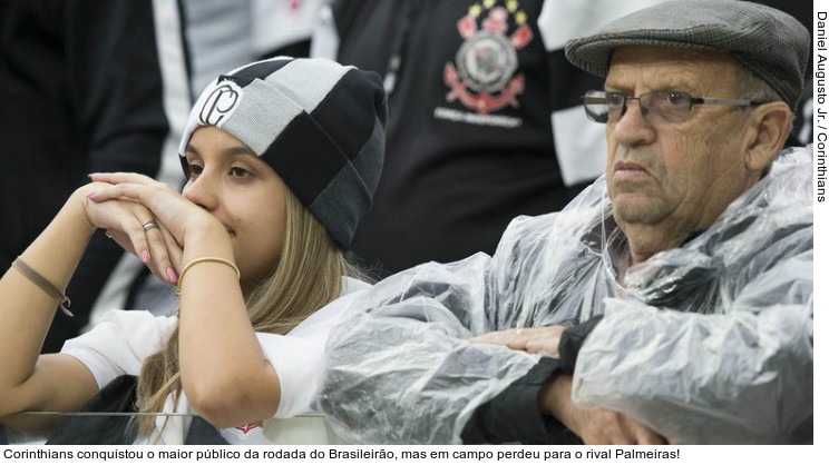  Corinthians conquistou o maior público da rodada do Brasileirão, mas em campo perdeu para o rival Palmeiras!