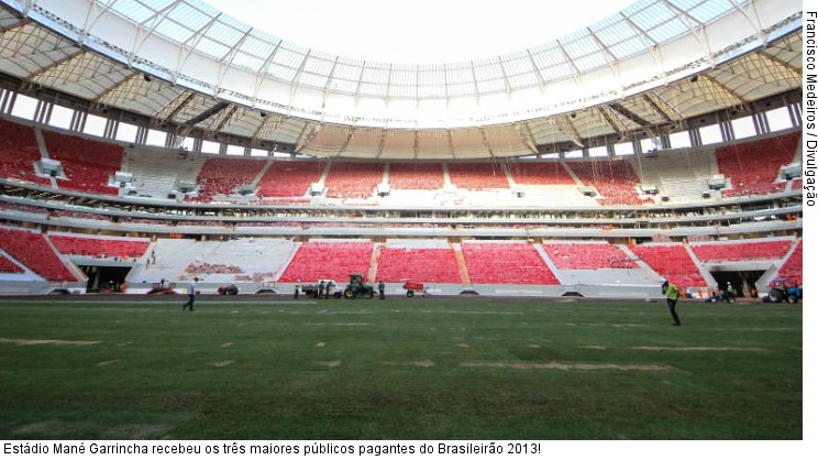  Estádio Mané Garrincha recebeu os três maiores públicos pagantes do Brasileirão 2013!
