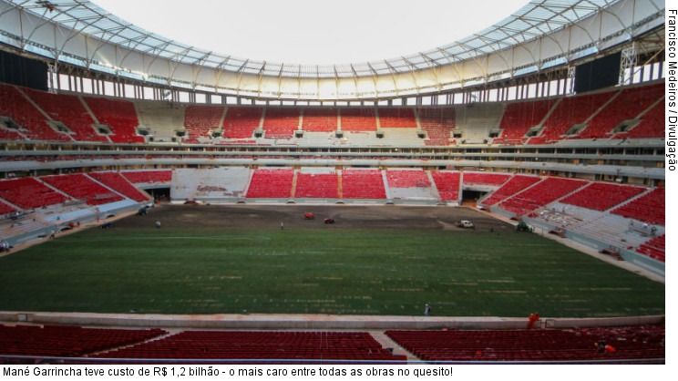  Mané Garrincha teve custo de R$ 1,2 bilhão - o mais caro entre todas as obras no quesito!
